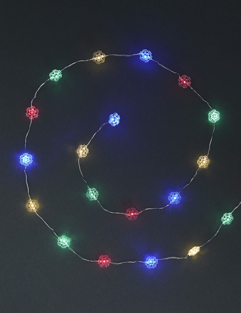 LED Multicoloured Snowflake String Lights