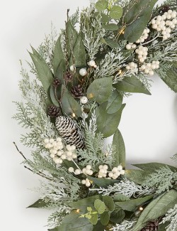 Pre-Lit Frosted Wreath