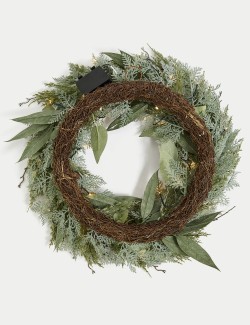 Pre-Lit Frosted Wreath