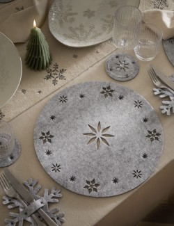 Set of 4 Felt Snowflake Placemats & 4 Coasters