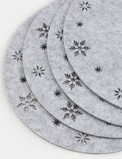 Set of 4 Felt Snowflake Placemats & 4 Coasters