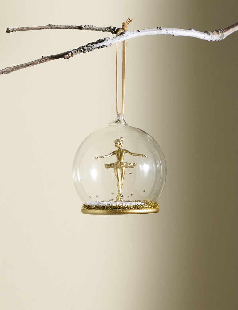 Gold Hanging Ballerina Cloche Decoration