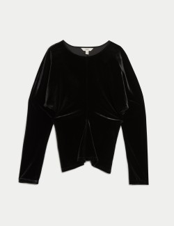 Velvet Round Neck Blouse