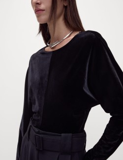 Velvet Round Neck Blouse