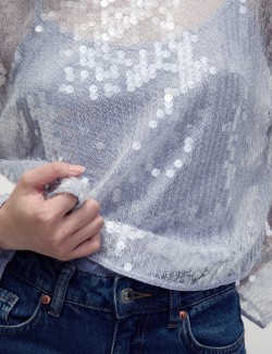 Sequin Round Neck Blouse