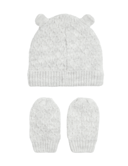 Kids' 2pc Bear Hat & Mittens Set (0-3 Yrs)