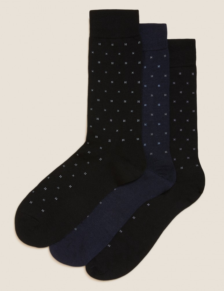 3pk Polka Dot Merino Wool Socks