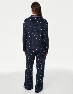 Fleece Printed Revere Pyjama Set