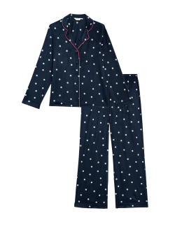 Fleece Printed Revere Pyjama Set