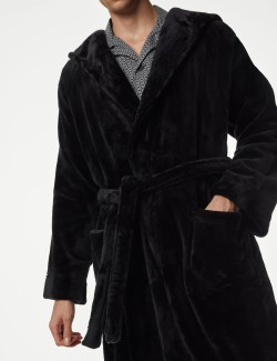 Fleece Supersoft Hooded Dressing Gown