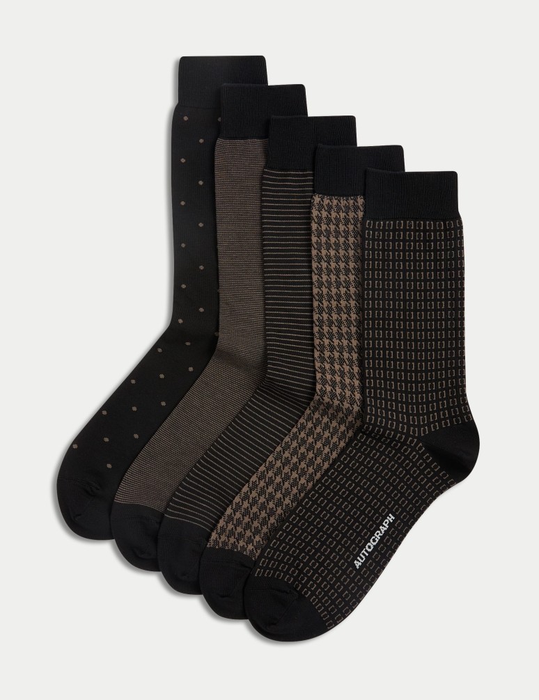 5pk Assorted Modal Pima Cotton Blend Socks