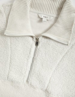 Borg Textured Half Zip Sweatshirt