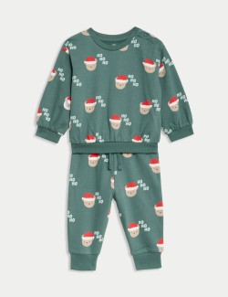 2pc Cotton Rich Santa Bear Sweat Outfit (0-3 Yrs)