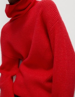 Air-yarn Ribbed Roll Neck Jumper