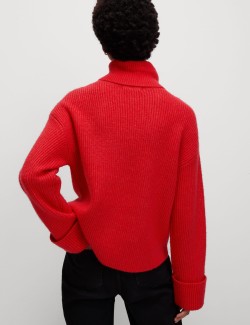 Air-yarn Ribbed Roll Neck Jumper