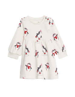 Cotton Rich Penguin Dress (0-3 Yrs)