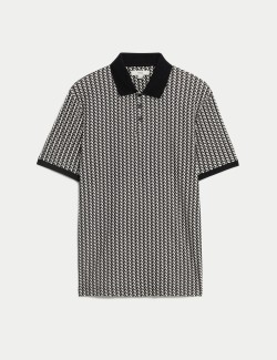 Pure Cotton Geometric Print Polo Shirt