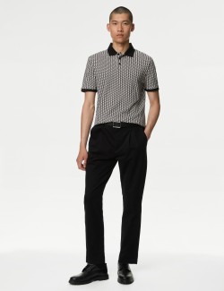 Pure Cotton Geometric Print Polo Shirt