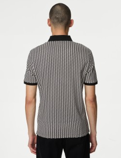 Pure Cotton Geometric Print Polo Shirt