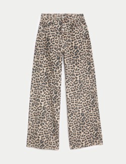 Animal Print Wide Leg Jeans