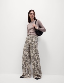 Animal Print Wide Leg Jeans