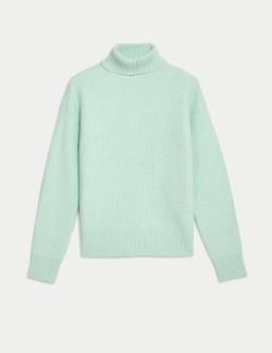 Cloud Yarn Textured Roll Neck Jumper