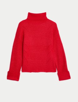 Air-yarn Ribbed Roll Neck Jumper