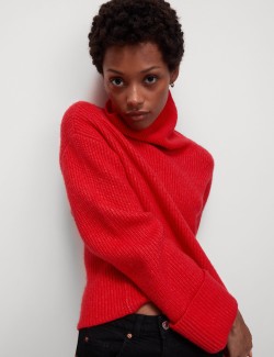 Air-yarn Ribbed Roll Neck Jumper