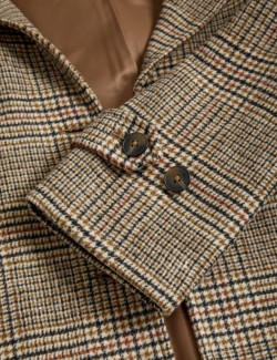 Checked Longline Trench Coat with Wool