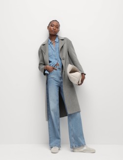 Wool Blend Longline Tailored Coat