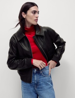 Faux Leather Aviator Jacket