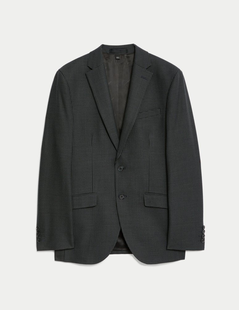 Tailored Fit Wool Blend Check Suit Jacket