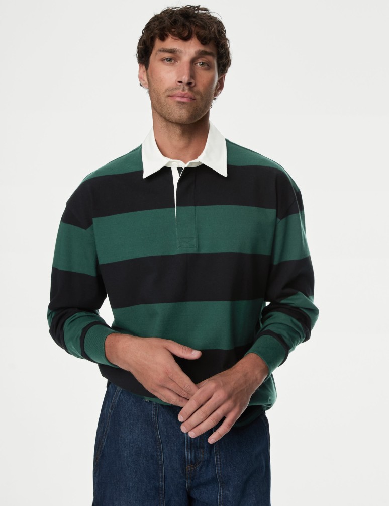 Pure Cotton Striped Rugby Top