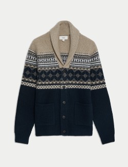 Fair Isle Shawl Collar Cardigan