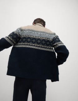 Fair Isle Shawl Collar Cardigan