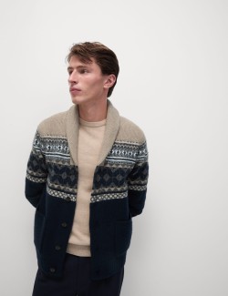 Fair Isle Shawl Collar Cardigan