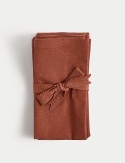 Set of 4 Cotton Rich Napkins with Linen