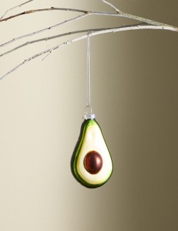 Green Glass Hanging Avocado Bauble