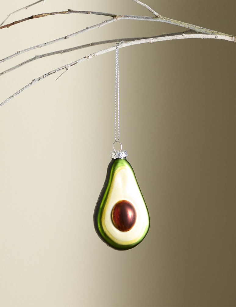 Green Glass Hanging Avocado Bauble