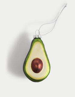 Green Glass Hanging Avocado Bauble