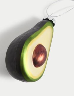 Green Glass Hanging Avocado Bauble