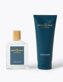Toaletní voda a sprchový gel na tělo a vlasy 2 v 1 s vůní mořské soli a ambry z kolekce Monte & Wilde