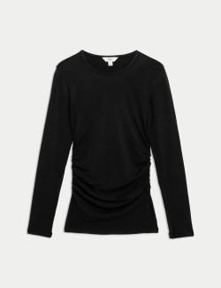 Ruched Side Crew Neck Top