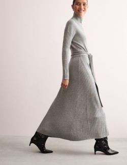 Pure Merino Wool Knitted Funnel Neck Dress