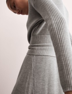 Pure Merino Wool Knitted Funnel Neck Dress