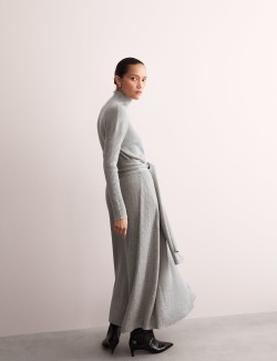 Pure Merino Wool Knitted Funnel Neck Dress