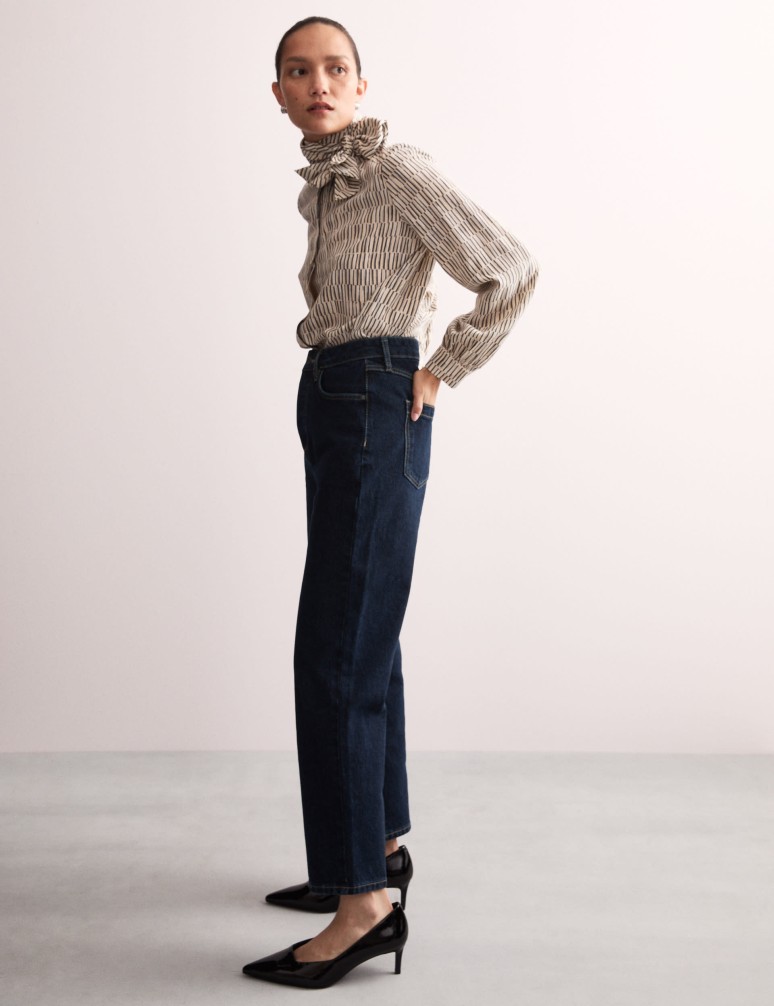 Mid Rise Straight Leg Jeans