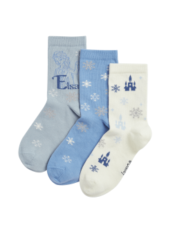 3pk Cotton Rich Disney Frozen™ Socks (6 Small - 3½ Large)