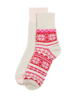 2pk Thermal Wool Blend Ankle High Socks