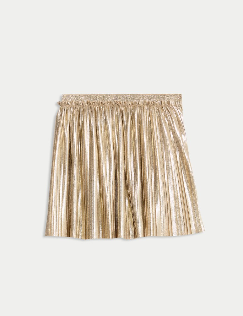 Metallic Shimmer Plisse Mini Skirt (2-8 Yrs)